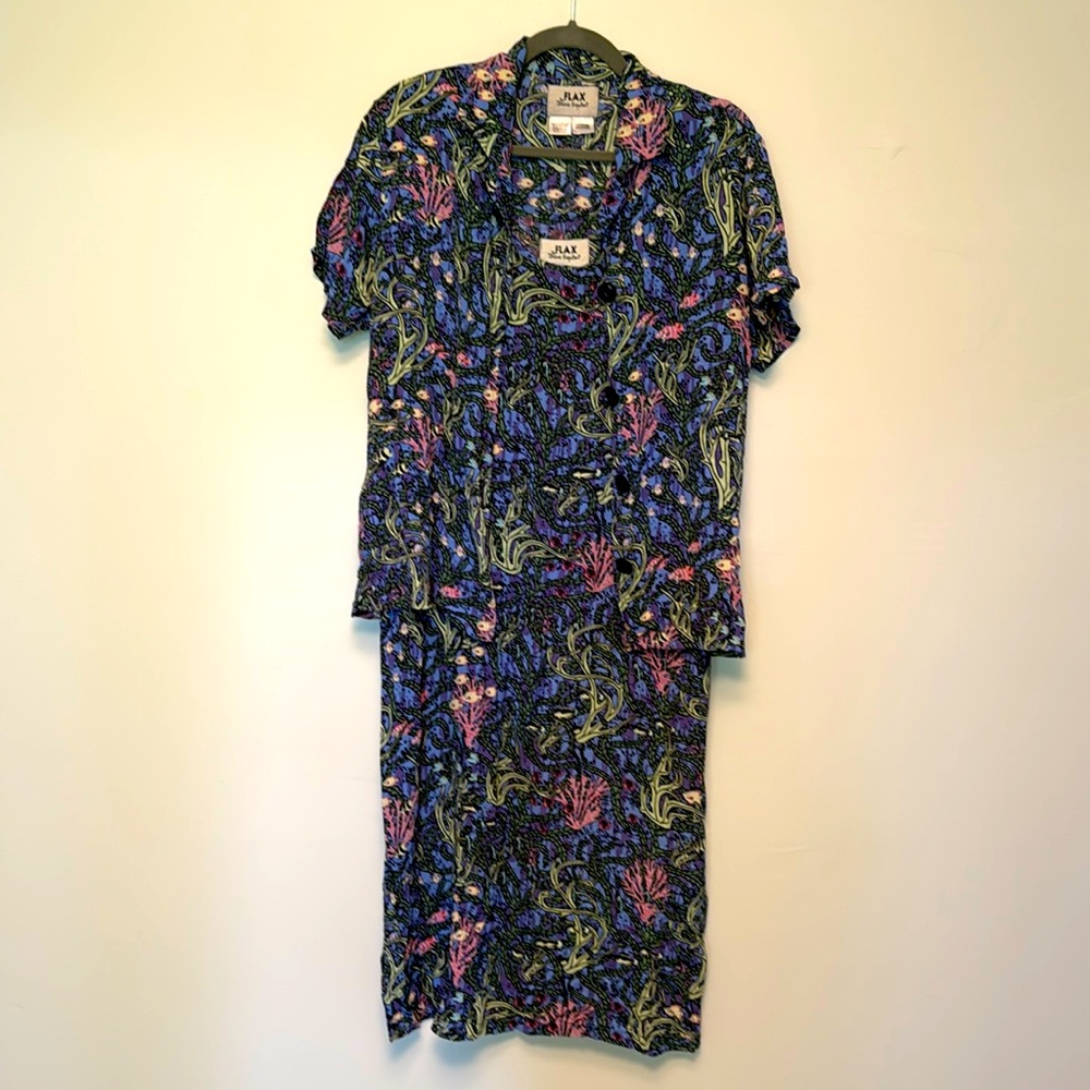 Flax by Jeanne Engelhart Sea Life l Print Dress & Jacket Set Small BEACH!